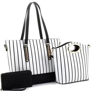 Pinstriped Classy Large Shopper Tote